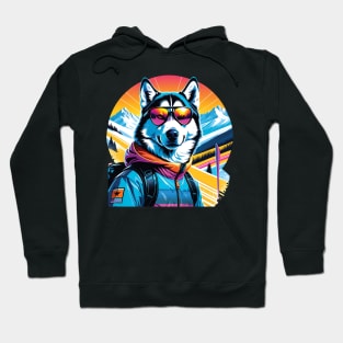 Skiing Husky Dog Hoodie